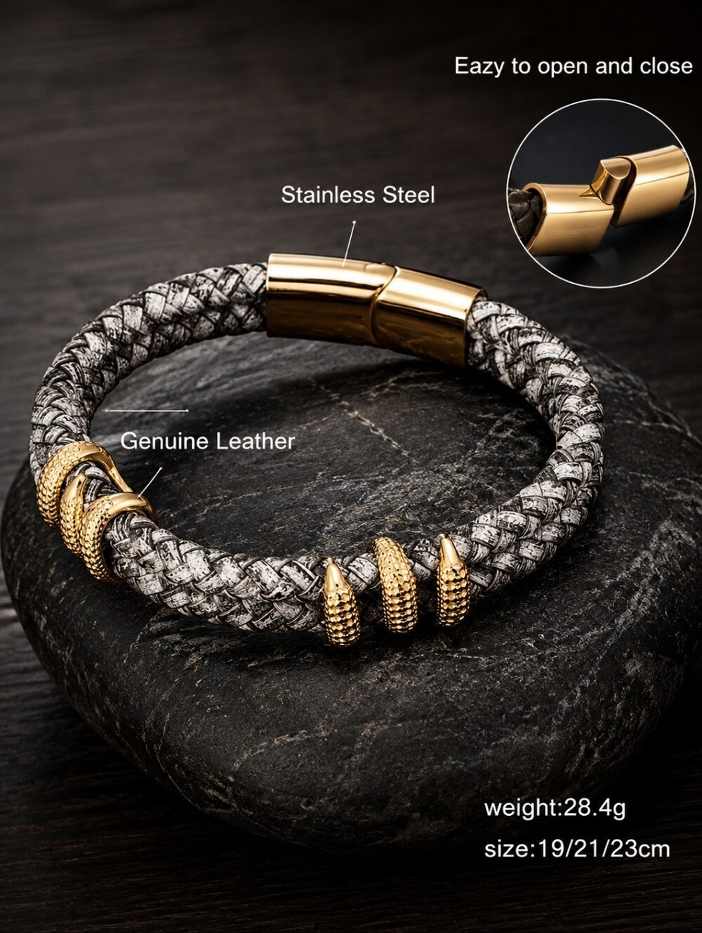 Leather Dragon Scale Bracelet - Picture 2 of 2